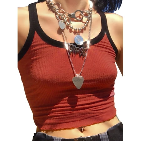 

Carolilly Ladies Halterneck Corset Bra Summer Slim-fit Sleeveless Vest Sexy Round Collar High Waist Shirt