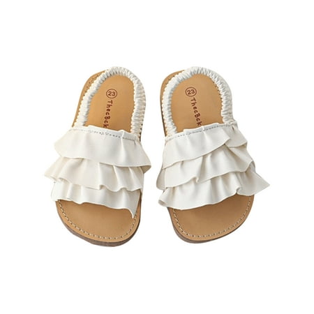 

Eloshman Girls Comfortable Flat Heels Summer Beach Shoes Indoor Wear Resistant Casual Open Toe Flats