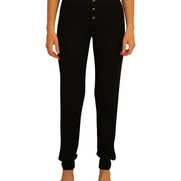P.J. Salvage Womens Thermal Pajama Jogger Pants, Black, Small