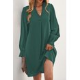 thumbnail image 1 of Women's Green Split V Neck Ruffled Sleeves Shirt Dress, 1 of 13