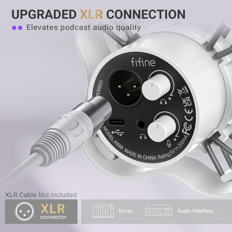 FIFINE, USB XLR Studio Microphone, K688, Dynamic Podcast