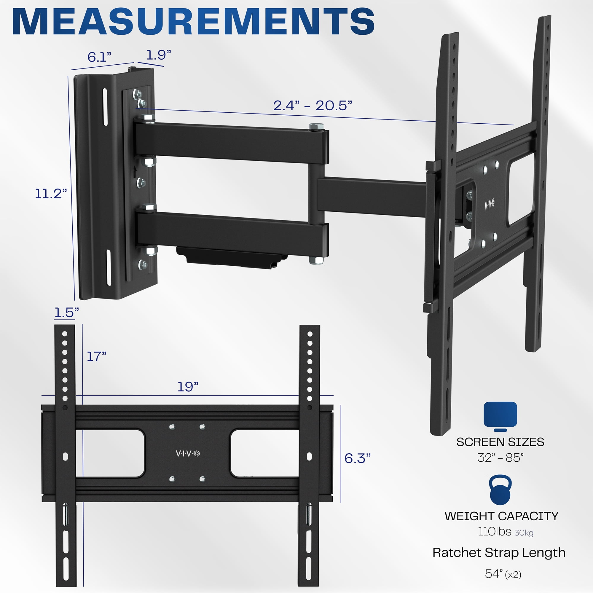 VIVO Outdoor Full Motion 32” to 85” Gazebo TV Mount