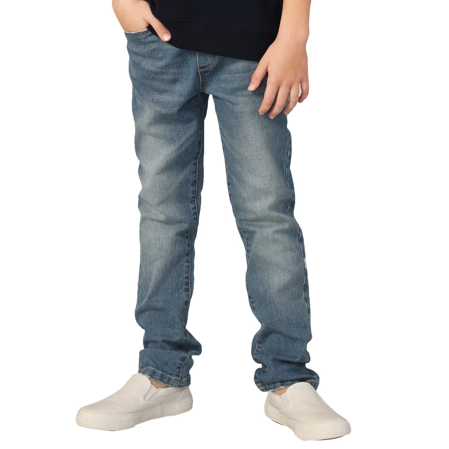 Leo&Lily Boys' Kids' Elastic Waist Husky Stretch Denim Jeans (Blue,5 ...