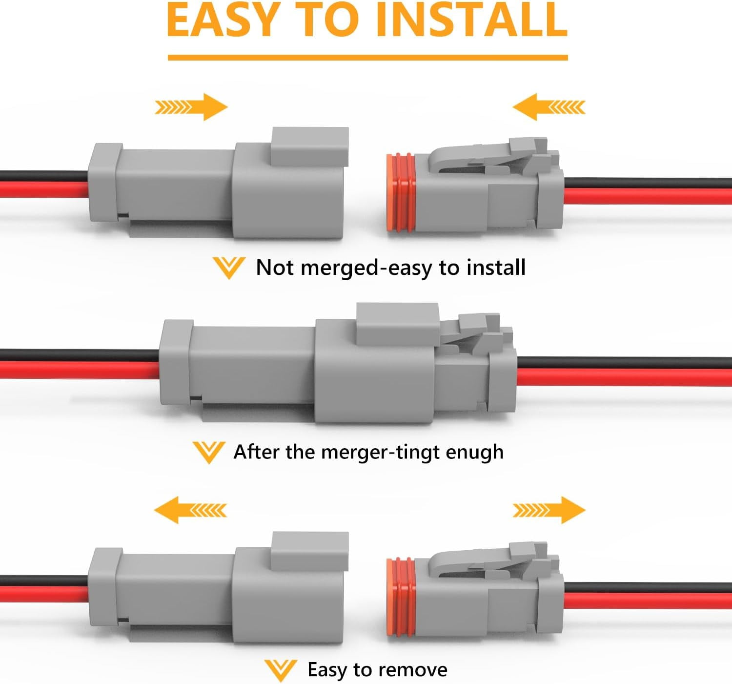 Waterproof Connectors YETOR 5-Pack Waterproof Electrical Connectors - 16  AWG 3 Pin For Cars, Trucks \u0026 Marine Use 3 Pin 16 AWG Automotive Marine  Connectors, image size:1500x1401