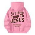 thumbnail image 5 of Women's Hoodies Sweatshirts Long Sleeve Baggy Zip Up Hoodie Oversized Hoodie for Women Pink Plain Sweatshirt Fall Essentials Cute Womens Clothes, 5 of 6