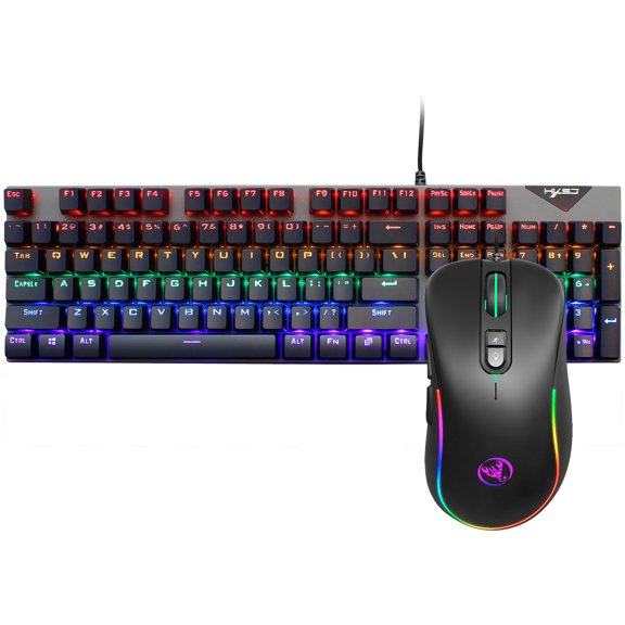 New 104 Key RGB Luminous Mechanical Keyboard And Mouse Set Supports Macro Programming Game Mouse 6400dpi