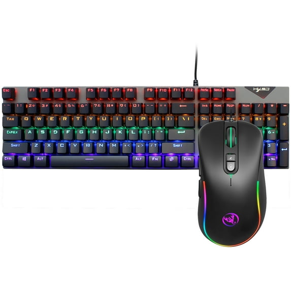 New 104 Key RGB Luminous Mechanical Keyboard And Mouse Set Supports Macro Programming Game Mouse 6400dpi