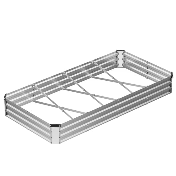 EDX Galvanized Raised Garden Bed, Outdoor Metal Planter Box Kit for Vegetables, Flowers and Herbs, Silver