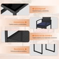 thumbnail image 3 of Conjunto de bar para jardín de ratán PE negro - Muebles para exteriores duraderos - Mesa de vidrio templado - Perfecto para patio y terraza - Incluye cojines azules - Color: Ratán negro + cojín azul, 3 of 8