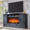 thumbnail image 2 of T4TREAM Farmhouse 70" Fireplace TV Stand for TVs up to 80", Entertainment Center W/36" Electric Fireplace Highboy Media Console with Large Storage Cabinets and Drawers for Living Room, Black, 2 of 7