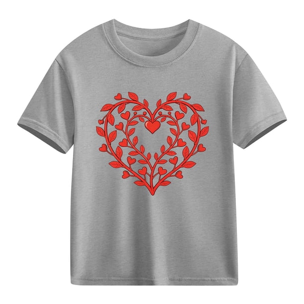 Blusas y camisas de manga corta con cuello redondo para niños y niñas, camisetas gráficas de manga corta, blusas con estampados bonitos para la temporada escolar.