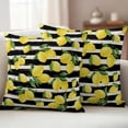 thumbnail image 2 of Yellow Lemons Outdoor Pillow Covers 16x16 Set of 2,Waterproof Patio Throw Pillowcase Protectors,Summer Citrus Fruits Leaves Black Stripes Decorative Pillow Shams Cushion Covers for Seat Bed Couch, 2 of 8