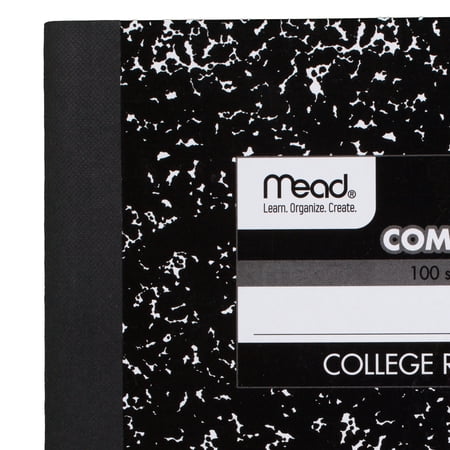 Mead Composition Book, College Ruled, 100 Sheets, Black, 3 Pack (38111)