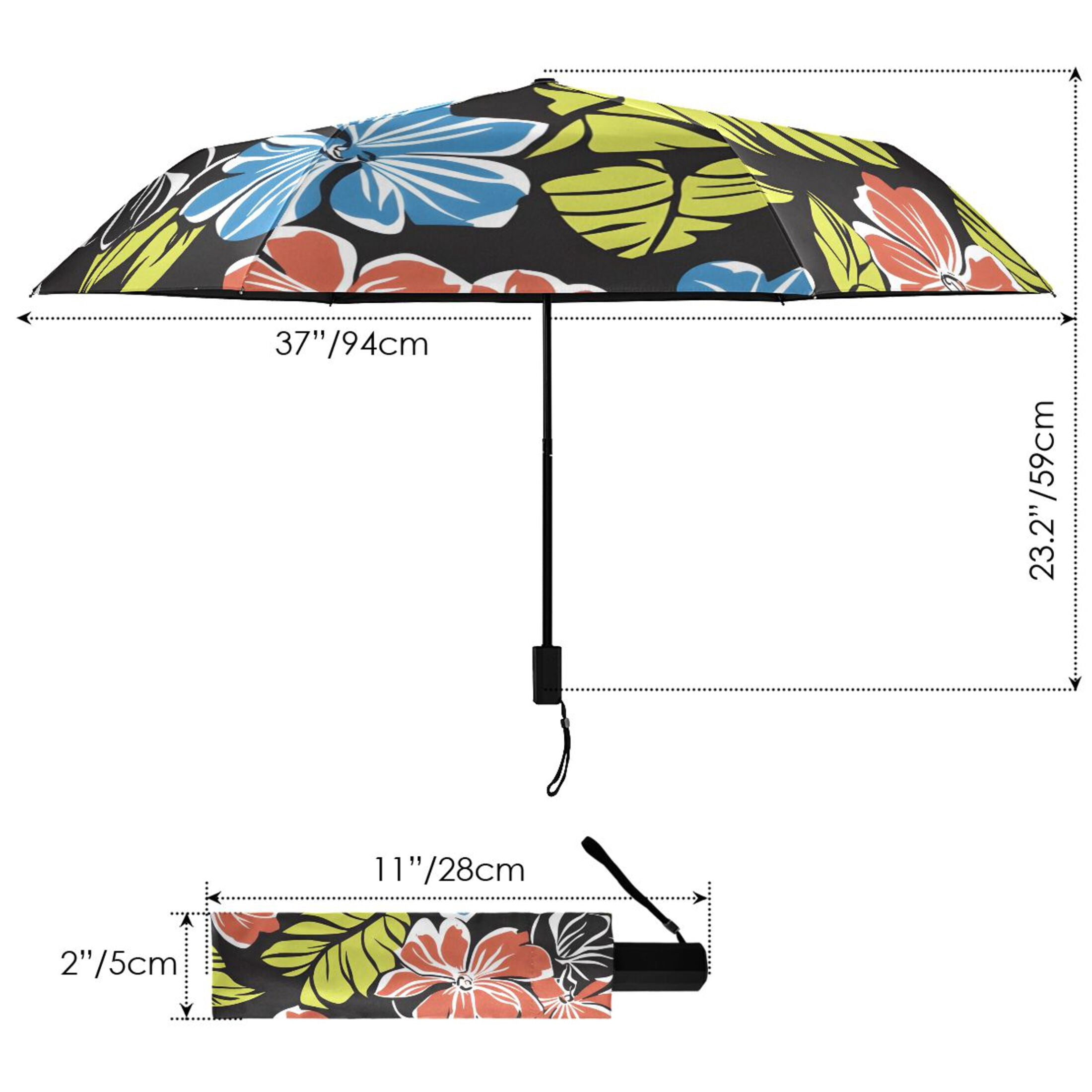 ALAZA Elegant Tropical Flower-t7 UPF 50+ Compact Folding Umbrella for Rain Travel Umbrella Packable