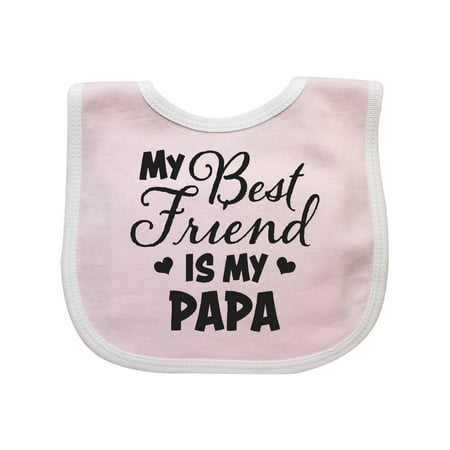 My Best Friend is My Papa with Hearts Baby Bib Pink/White One