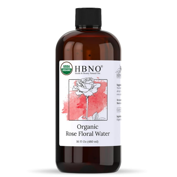 Agua de rosas HBNO California Organic 480 ml para rostro y cabello