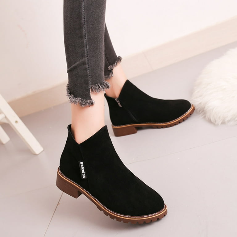 Flat soled ankle clearance boots