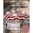 thumbnail image 5 of Outdoor Tablecloth with Umbrella Hole and Zipper 60R Red Ripples Stripes Table Cover for Round Tables Waterproof Tabletop Collection for Patio Garden Picnic Camping, 5 of 6