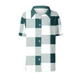 thumbnail image 4 of QUNYINEY Collared Women Button Down Shirts Plaid Casual Short Sleeve Blouses Loose Office Womens Blouse, 4 of 4