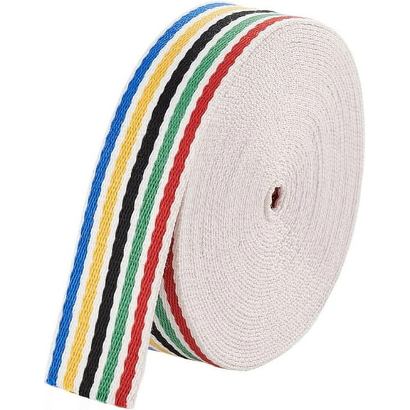 10 Yards Rainbow Striped Ribbon 1-1/2 Inch Wide Polycotton Webbing Flat Webbing Rainbow Striped Pattern for Arts Crafts DIY Gift Wrapping Wedding Decoration Colorful