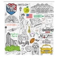 thumbnail image 2 of Ambesonne American Shower Curtain, New York City Sketch Art, 69"Wx75"L, White, 2 of 4