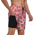 thumbnail image 2 of Balery Cartoon Strawberry Mens Swim Trunks Swim Shorts for Men Quick Dry Inseam Beach Shorts with Compression Liner Pocket-Small, 2 of 9