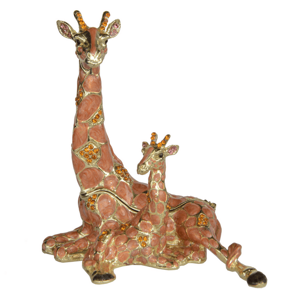 Giraffe and Baby Keepsake Box with Crystals Jewelry Box Trinket Box Giraffe Figurine Novelty Gift