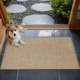 thumbnail image 4 of Beige 2x3 Door Mat Rug, Farmhouse Burlap Solid Brown Color Modern Linen Texture Non-Skid Rubber Backing Large Rectangle Rugs - Living Room Bedroom Home Office, Indoor Floor Mat Carpets Washable Rug, 4 of 9