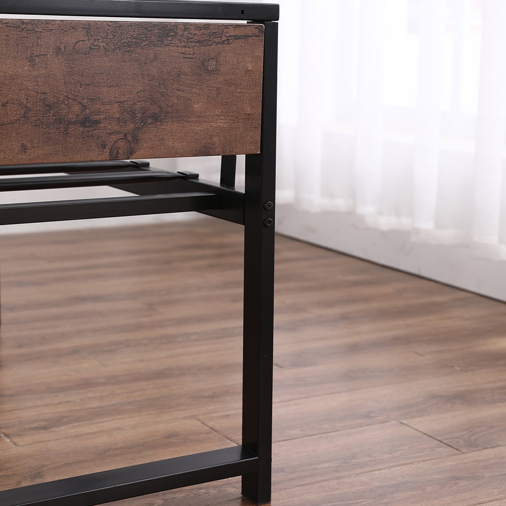 Kepooman Retro Style Black Metal Double Bed Frame Bed with Foot Black, 64.17"L x 15.75"W x 5.51"H, Queen Kepooman Retro Style Black Metal Double Bed Frame Bed with Foot Black, 64.17"L x 15.75"W x 5.51"H, Queen