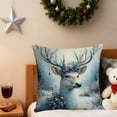 thumbnail image 6 of 17.7"x17.7" Linen Christmas Pillow Cover, Blue Snowman Reindeer Wreath Prints, Festive Holiday Throw Pillow Case for Living Room Sofa Bedroom Home Decor, 6 of 6