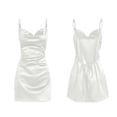 thumbnail image 3 of Women's Satin Drape Cowl Neck Sleeveless Strappy Cami Party Midi Dress, 3 of 8