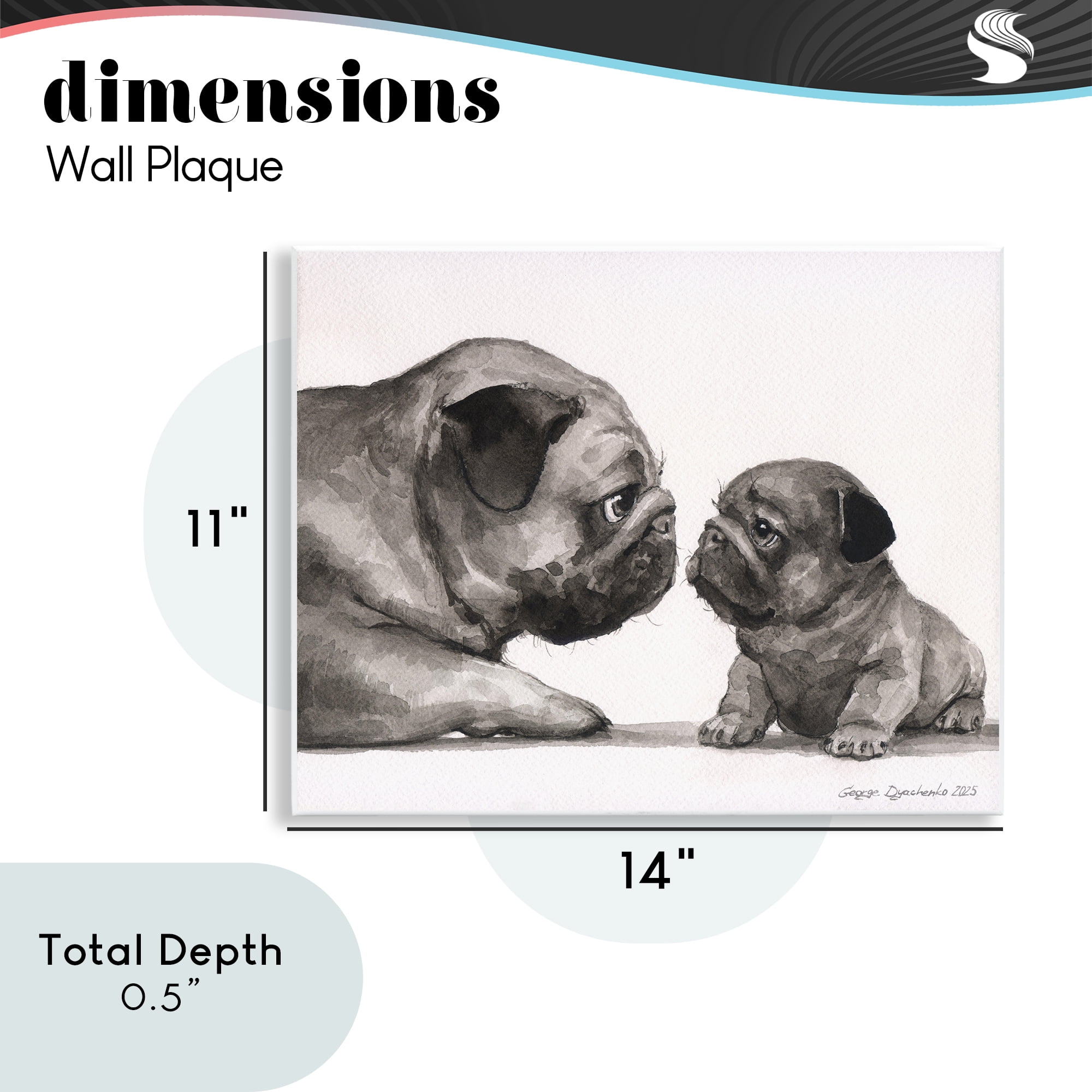 Stupell Industries Pug And Her Puppy Wall Plaque Art, design by George Dyachenko