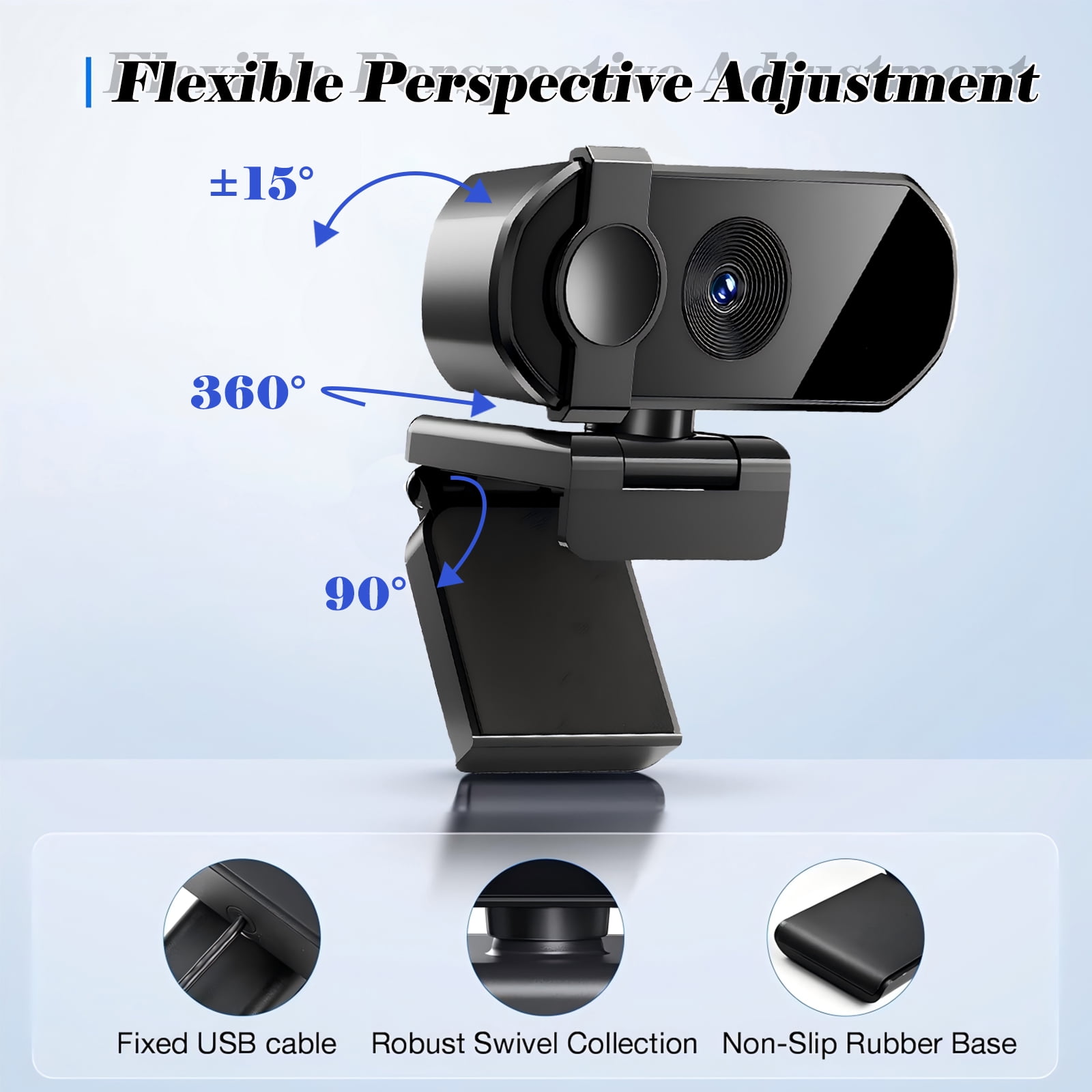 RONY 4K Webcam with Microphone, Plug & Play Computer Camera with Auto Focus and Noise - Cancelling