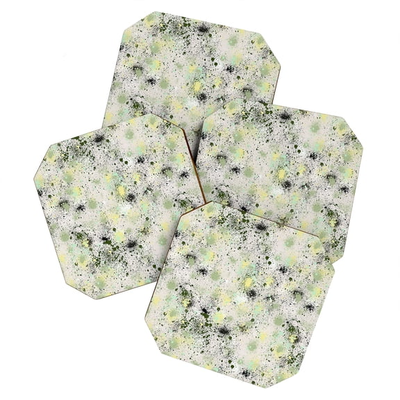 Society6 Ninola Design Ink Splatter Lime Banana Set of 4 Coasters