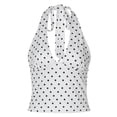 thumbnail image 6 of DHFJKG Women's Sexy Camisole Backless Self Tie Halter Polka Dot Crop Top Night Out Date Sleeveless Deep V Neck Summer Cami Shirt Cozy Tops, 6 of 9