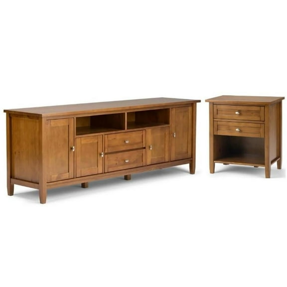 Home Square 2-Piece Set with 72" TV Media Stand up to 80" and 24" Nightstand