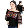 thumbnail image 2 of Artisanal Embroidered Blouse 100% Cotton Black 604009, 2 of 2