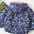 thumbnail image 6 of Alkepwun Kids Coats Girls Adorable Floral Print Full-Zip Hooded Pockets Short Puffy Bread Coat Elastic Cuffs Windproof Warmth Cozy Outerwear Outdoor Skiing Cycling Cold-Resistant Jacket for Age 3-10, 6 of 6