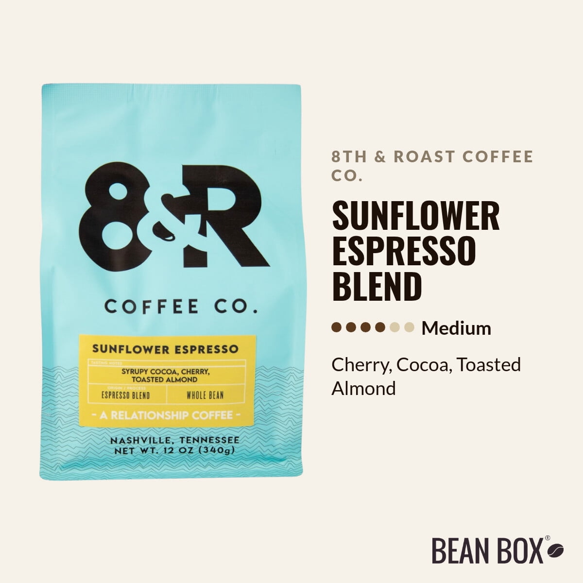 Sunflower Espresso Blend - Roasted by 8th & Roast Coffee Co. - Whole Bean Coffee - 2lb Bag