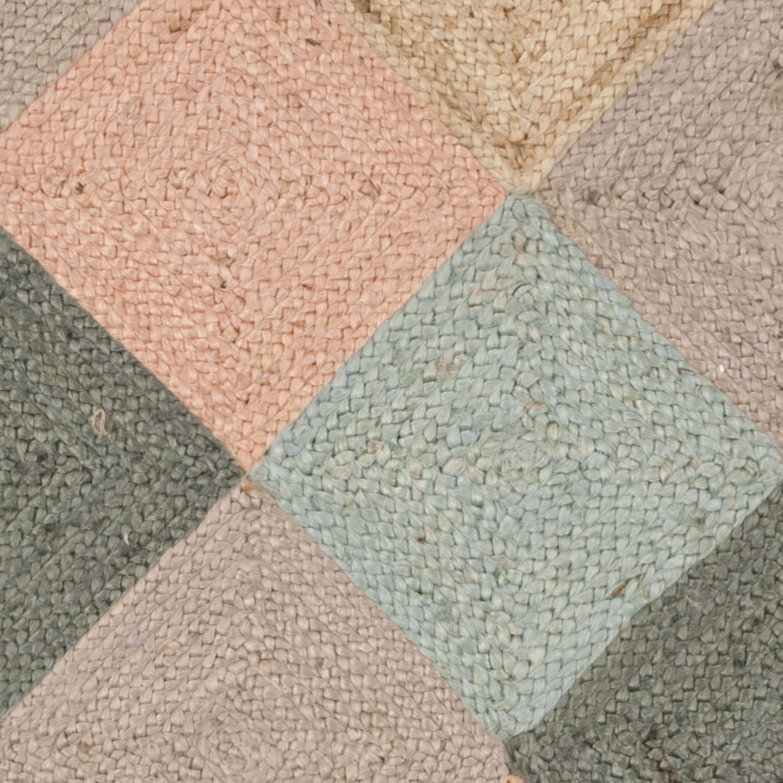 SAFAVIEH Natural Fiber Colleen Checkered Jute Area Rug, Natural/Multi, 6' x 6' Square