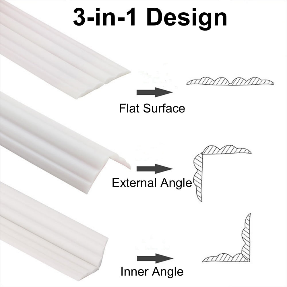 Wall Corner Protector, Kvago 1.57in x 19.68ft Self-Adhesive Corner Strip, Flexible Strip Caulk Strip for Countertop Corner Guards, Door Frame, Wall Edge and Home DIY Decoration (White)