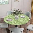 thumbnail image 2 of Vintage Green Fitted Tablecloth with Elastic Edged, Round Table Cloth for Dining Table, Retro Botanical Abstract Art Waterproof Oil Proof Table Cover for Indoor Outdoor 45"-54", 2 of 8