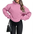 thumbnail image 4 of RPVATI Fall Sweatshirts for Women Long Sleeve Hoodies Fall Plus Size Fleece Drop Shoulder Pullover Gym Sweaters Pink XXL, 4 of 8
