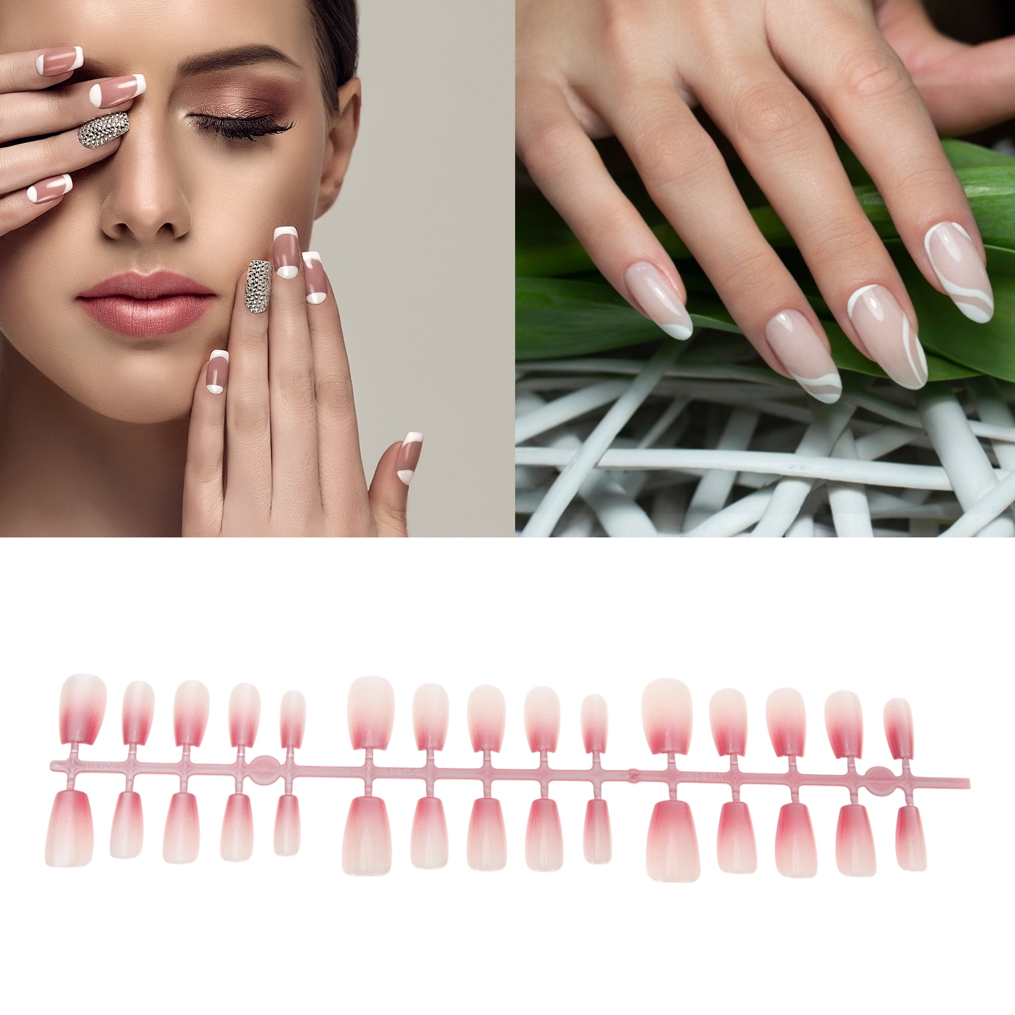 Unique Bargains Gradient Short Coffin Fake Nails 1Set/30Pcs 193-04