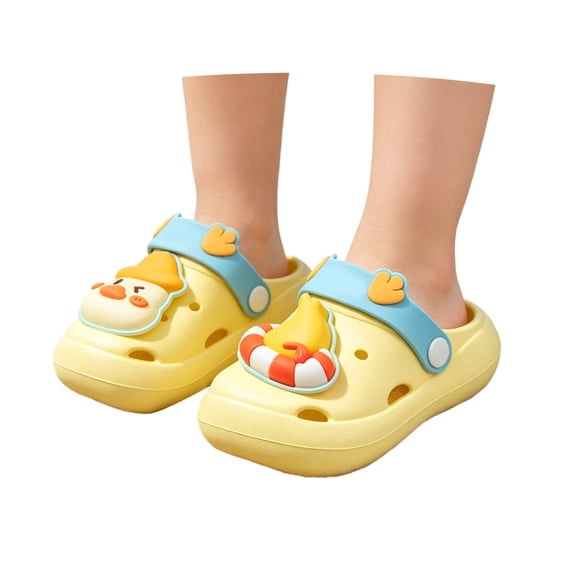 Tfken Summer Toddler Kids Lightweight Classic Clogs Decoration Resistant Swivel Ankle Strap Sandals Outdoor Breathable Footwear Teen Cute Eva Water Shoes Size 6-12 Months Yellow