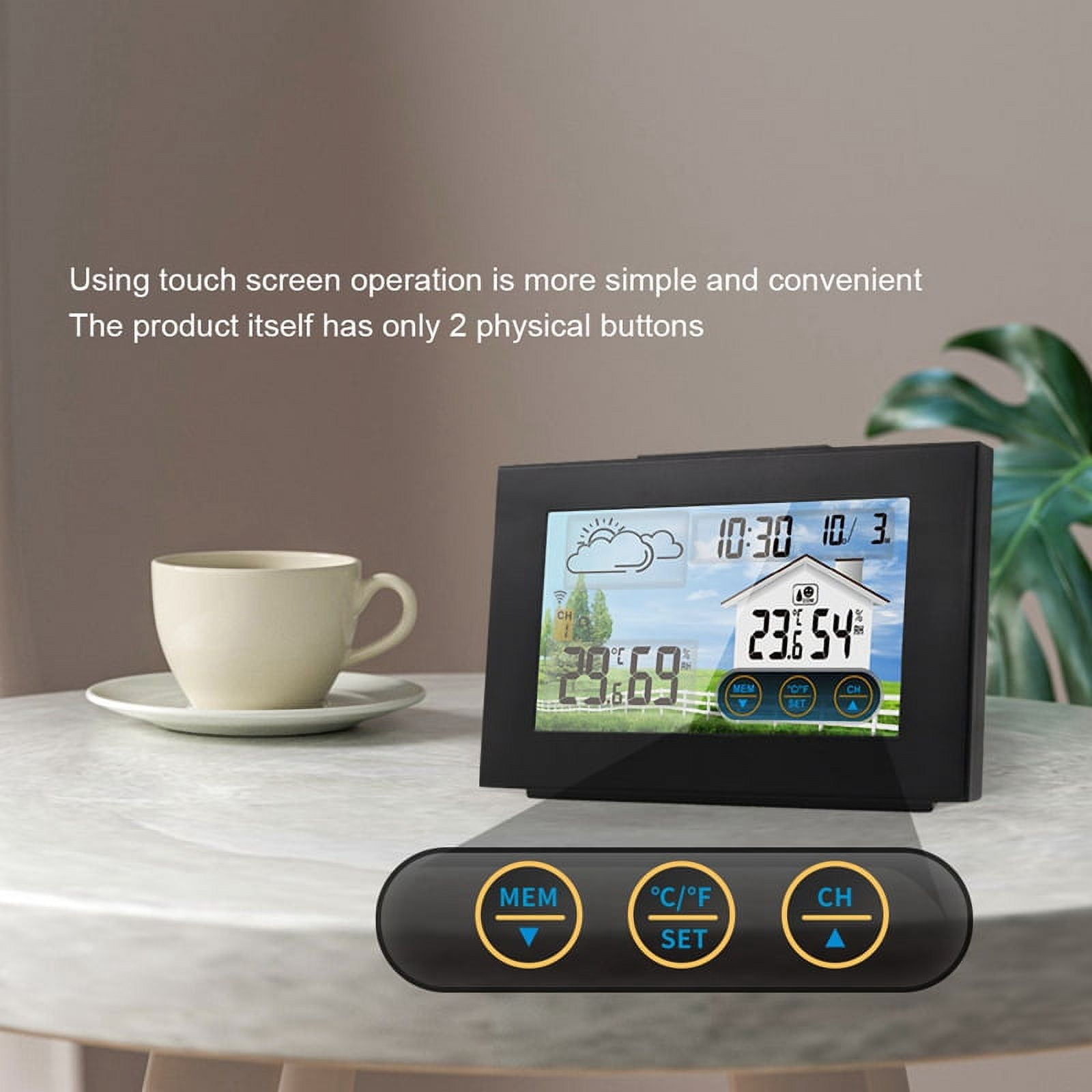Katigan With Sensor Color Touch Screen Alarm Clock Wireless Weather Station Forecast Indoor Outdoor Thermometer Hygrometer