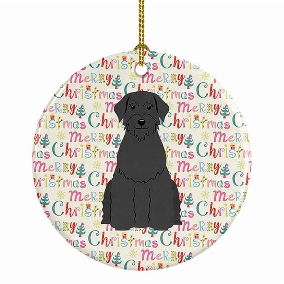 Merry Christmas Giant Schnauzer Ceramic Ornament 2.8 in x 2.8 in