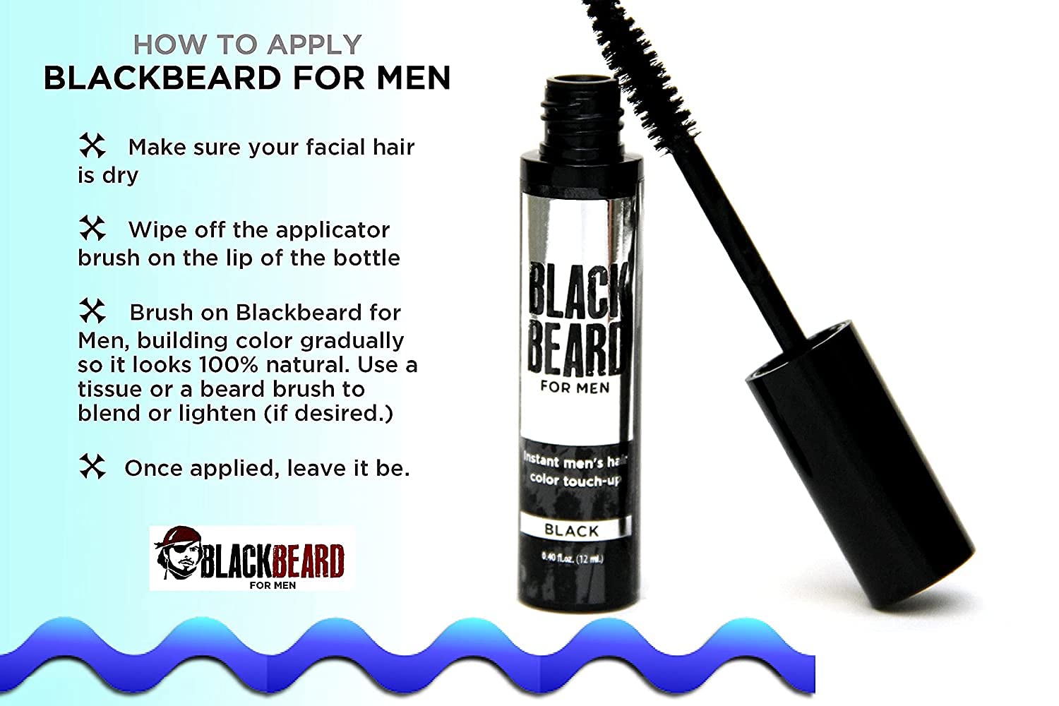 Blackbeard For Men Formula X Instant Mustache, Eyebrow and Sideburns Color, Fast, Easy, Mens Grooming, Beard Dye Alternative, Black, 1 Pack - image 5 of 9