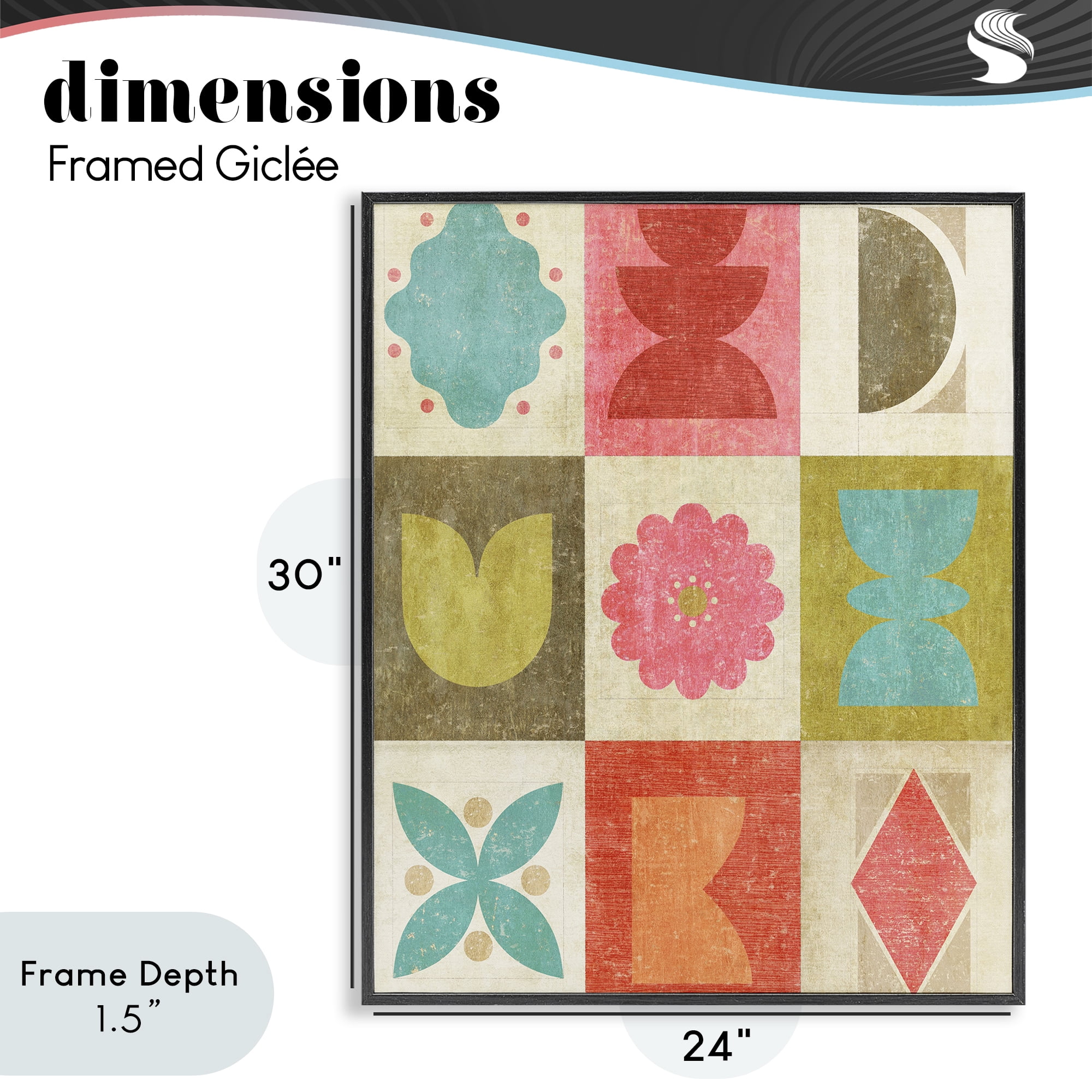 Stupell Industries Happy Dance Geometrics Black Framed Giclee Art, design by Suzanne Nicoll