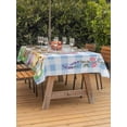 thumbnail image 2 of Outdoor Tablecloth with Umbrella Hole and Zipper, Easter Bunny Rectangle Table Cloth 60x102 Inch Waterproof Tablecloth, Spring Easter Eggs Floral Blue Check Picnic Table Cover for Patio Camping, 2 of 7